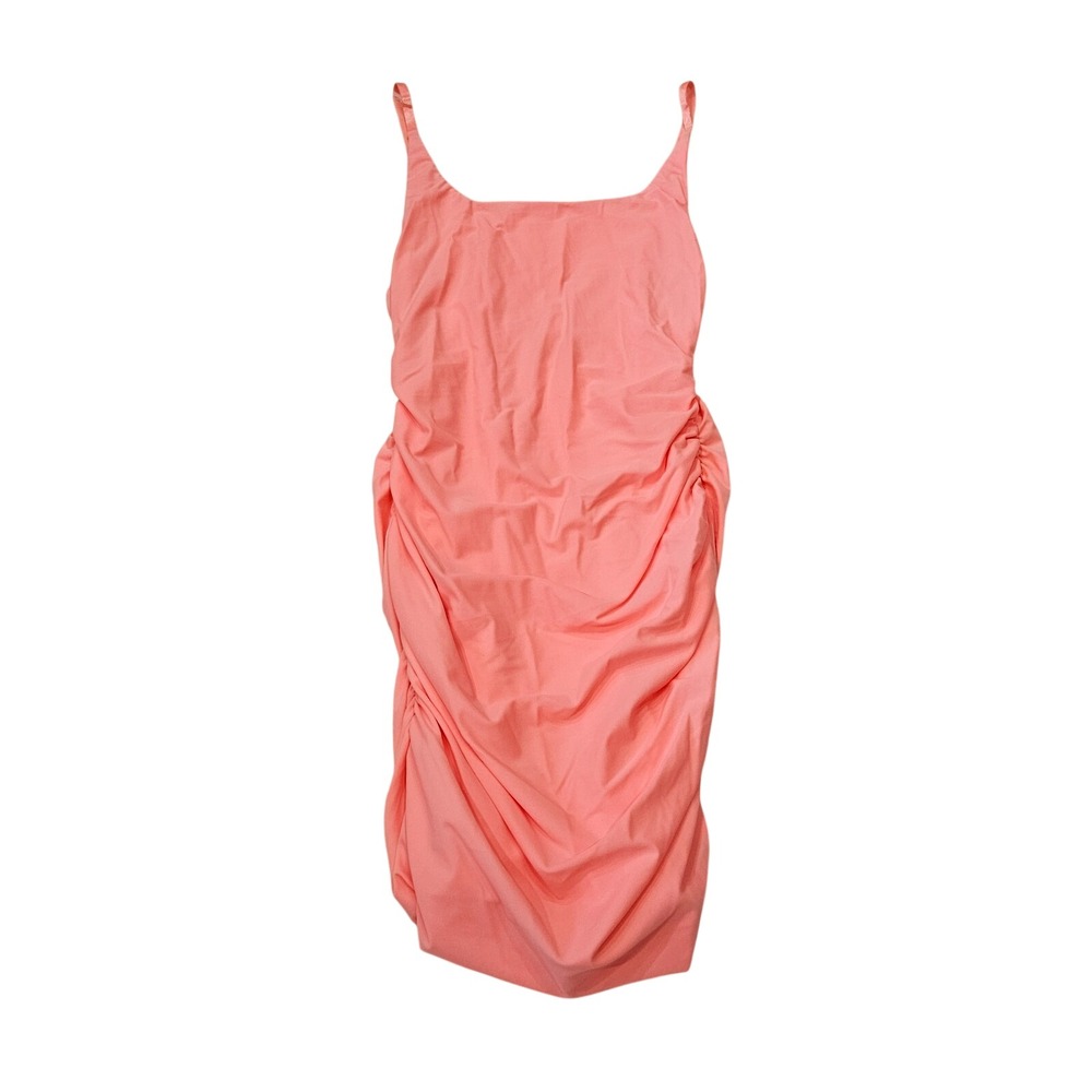 NWT Tiger Mist Bondi Neon Coral Ruched Stretchy Sexy Bodycon Mini Dress Sz M - Picture 3 of 12